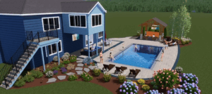 In Ground Pool installation - Residential Pool and Patio with covered bar area